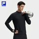 斐樂(lè )官方男子針織長(cháng)袖上衣健身運動(dòng)半拉鏈基礎長(cháng)T 深黑-BK L 175/96A/L
