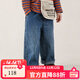 允兒媽女童秋季新款百搭簡(jiǎn)約刺繡牛仔褲寶寶洋氣直筒褲兒童休閑褲 牛仔藍 現貨 120