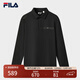 FILA 斐樂(lè )官方男子針織長(cháng)袖POLO衫2025冬季新款時(shí)尚休閑基礎上衣 正黑色-BK XL 180/100A/XL