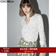 COCOBELLA優(yōu)雅微透視鏤空蕾絲襯衫女深V領(lǐng)長(cháng)袖針織衫NLC55 白色 L