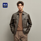 海瀾之家?jiàn)A克男PU皮商務(wù)通勤翻領(lǐng)保暖外套男秋 深棕花紋T9 XL 180/96A 推薦151~164斤