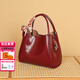 喵小姐（MISSMIAO）輕奢高端品牌女士包包新款通勤復古手提水桶包女單肩斜挎包結婚包 酒紅色(復古洋氣油蠟軟皮休閑包)