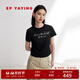 EP雅瑩女裝 純棉字母燙鉆修身短袖t恤 商場(chǎng)同款5327A 黑色 XL