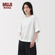 MUJI女式易干平紋五分袖罩衫短袖t恤上衣打底衫女款內搭女裝 BC2NQC5A 白色 XL (165/92A)