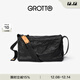 GROTTO個(gè)樂(lè )黑石包經(jīng)典大容量植鞣綿羊皮單肩斜挎通勤軟包男女款禮物 黑石L（黑標）