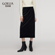 歌莉婭黑色絲絨半身裙女2025新款冬季穿搭針織厚款裙子1ENL2D150 00B黑色 XS