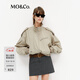 MO&Co.夾克春短款收腰哈靈頓工裝寬松休閑外套MBE1JKTT03 卡其綠色 M 165