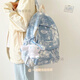 暢印書(shū)包女學(xué)生韓版女扎染初中高中大學(xué)生雙肩包百搭森系原宿可愛(ài)背包 藍色_單包+小狗