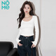 NOME長(cháng)袖t恤女早秋新款辣妹內搭打底衫短款高腰上衣 白色 XL 