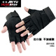 魔幻旋轉戶(hù)外運動(dòng)半指手套防滑耐磨訓練戰術(shù)手套登山騎行健身半截手套男 黑鷹半指-黑色 S