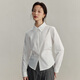 茵曼不易皺抽褶收腰長(cháng)袖襯衫女2025秋職業(yè)通勤時(shí)尚小眾襯衣珍珠白S