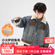 左西男童加厚仿兔毛牛仔外套2025新款兒童棉服棉衣洋氣 淺牛仔色 140