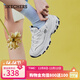 斯凱奇（Skechers）女鞋秋冬小白熊休閑鞋子厚底增高百搭運動(dòng)軟底老爹鞋99999863 白色/海軍藍色/WNV 37