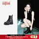 iiJin艾今【譚松韻同款】經(jīng)典10cm厚底內增高超輕顯瘦真皮馬丁靴女744AUZH 黑色 36