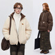 PSO Brand雙面穿羽絨服男90絨紋理立領(lǐng)冬季情侶裝上衣潮流簡(jiǎn)約風(fēng)外套女 奶油卡其 栗棕色 Khaki S