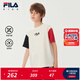 斐樂(lè )FILA【涼感】?jì)和b上衣2025年秋季新款男大童純棉短袖T恤 云菇白-WT 140