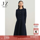 玖姿·安娜蔻法式小香風(fēng)圓領(lǐng)修身挺括質(zhì)感連衣裙女冬款 丈青 XL