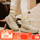 斯凱奇（Skechers）面包靴冬靴女鞋百搭雪地靴保暖軟底靴子厚底防滑中筒靴114754