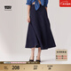 Levi's李維斯冰酷系列25新款女士美式高街壓褶藍色牛仔半身裙 牛仔藍 M (26)
