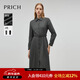 PRICH【零染】時(shí)尚襯衫領(lǐng)連衣裙冬季新款職場(chǎng)通勤收腰長(cháng)裙女 15灰色 M (160)