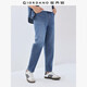 佐丹奴牛仔褲男新款洗水貓須擦白褲子微彈男士中腰直筒褲01115080