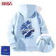 INSNASAOVERIZE2026新款印花連帽衛衣男寬松百搭休閑潮流潮牌時(shí)尚學(xué)生男女款衣服 天藍色常規款 M 110-130斤