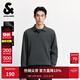 杰克·瓊斯（JACK&JONES）25年男裝秋季長(cháng)袖T恤男潮流寬松翻領(lǐng)長(cháng)袖polo衫男士純色打底衫 E44黑砂色 M （175）