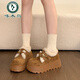 啄木鳥(niǎo)加絨加厚松糕厚底棉鞋女冬季外穿2025新款勃肯鞋復古雪地靴毛毛鞋 棕色【加絨加厚】 37 (235mm)