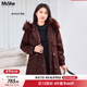 MsShe【三合一皮草派克服】大碼女裝2025冬裝胖mm兔毛內膽外套女 焦糖色現貨 6XL