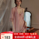 MOXTOC性感大碼睡衣女高級蕾絲網(wǎng)紗床上睡裙情趣吊帶純欲套裝 誘惑粉（睡裙+睡袍） M （建議80~100斤）