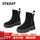 星期六雪地靴女加絨加厚防滑東北短靴北方抗寒2025新款冬季防寒 黑色 37 (235mm) 標準碼