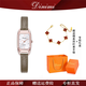 DINIMI簡(jiǎn)約氣質(zhì)百搭新款時(shí)尚輕奢潮流高級感時(shí)裝真皮防水女表禮物 卡其色-玫白面贈四葉草手鏈