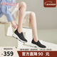 金利來(lái)（Goldlion）女鞋春季飛織透氣襪子鞋坡跟厚底休閑鞋652010170黑色36