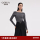 歌莉婭一字領(lǐng)上衣女裝2025新款早秋穿搭修身長(cháng)袖套頭衫1E9C5J050 44B煙灰 L