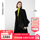 朗姿純羊毛復古正肩高級感通勤西裝毛呢大衣外套女冬季新款 黑色 L