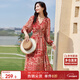 尚都比拉春秋中長(cháng)款印花紅色連衣裙氣質(zhì)女神范顯瘦度假裙子 紅花 M 