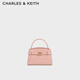 CHARLES&KEITH鱷魚(yú)紋凱莉包手提斜挎婚包包女包生日禮物新年禮物CK2-50270880-1 粉紅色Pink S