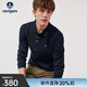 Navigare意大利小帆船長(cháng)袖POLO衫男春秋季彈力翻領(lǐng)T恤衫舒適通勤體恤上衣 海軍藍 L 碼