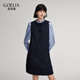 歌莉婭小香風(fēng)連衣裙女秋冬2025新款重要場(chǎng)合假兩件裙子1ENR4K470 99U深藍 XS
