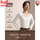貓人（MiiOW）灰色蕾絲v領(lǐng)長(cháng)袖內搭打底衫女早秋冬t恤修身性感輕熟絕美氣質(zhì)上衣 大蕾絲V領(lǐng)白色 德絨發(fā)熱 7A抗菌  L 【建議體重80-115斤】