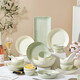 裕行陶瓷餐具碗碟盤(pán)套裝奶油風(fēng)巴洛克42頭餐具整套家用喬遷送禮