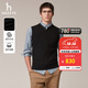 哈吉斯（HAZZYS）男裝 秋冬季無(wú)袖男毛衣簡(jiǎn)約馬甲百搭套頭羊毛背心男ABYZD0CCF05 黑色BK L （175/96A 48）