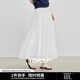 初語(yǔ)法式壓褶雪紡層次半身裙女2025夏季新款松緊腰仙氣A型蛋糕裙 白色 M