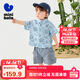 迷你巴拉短袖套裝男童寶寶親膚透氣萌趣小恐龍襯衫短褲兩件