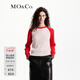MO&Co.毛衣針織衫綿羊毛山羊絨復古麻花絞花撞色插肩袖紅色摩安珂 貴族紅色 XS 155