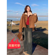 紅妝聚美兩面穿厚外套女冬季棉服冬季絨外套女士毛絨外套夾克外套上衣棉襖 仿羊羔毛外套【咖色-兩面可穿】 M （建議100-115斤）