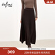 伊芙麗（eifini）蔣欣代言伊芙麗羊毛壓褶A字針織溫暖半裙25冬季新款百搭通勤 可咖棕 預售 L 110-120斤