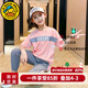 G.duck童裝女童套裝夏季新款兒童運動(dòng)套裝薄款女孩衣服洋氣大童夏裝短袖 電路圖粉色aoqoqsi 160 建議150-160cm12-13歲
