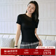 EP雅瑩高端系列 醋酸燙鉆修身短袖針織衫女星空衫秋裝商場(chǎng)同款9901A 黑色 M