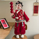 女童國風(fēng)套裝加厚拜年服2025冬季新款加絨兩件套女孩漢服兒童衣服 紅色套裝 120